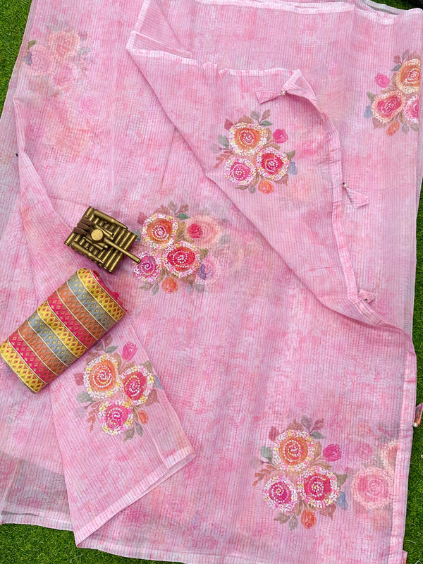ELEGANT SOFT ORGANZA SAREE – GRACEFUL SHEER FABRIC WITH DELICATE