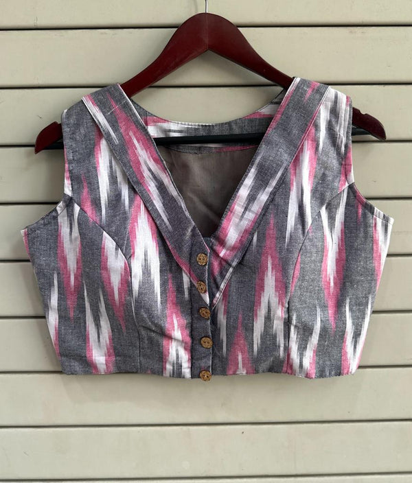 Exquisite Elegance: Pure Ikkat Cotton Blouse