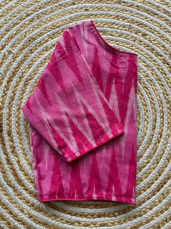Cotton Weaving Boat Neck Blouse with a Modern Twist