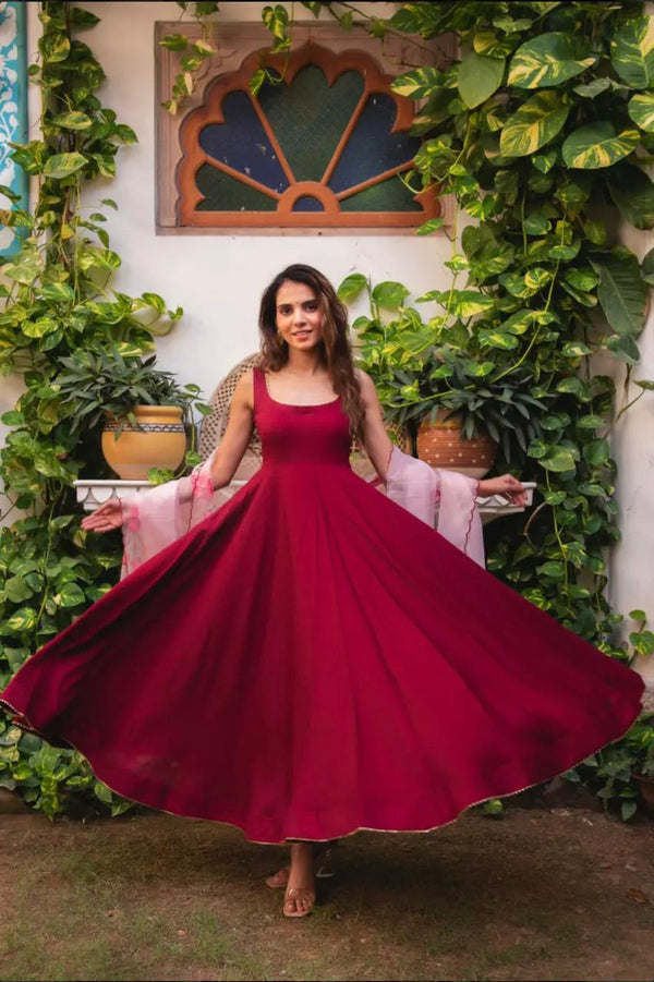 Pure Chinon Anarkali suit of huge flair