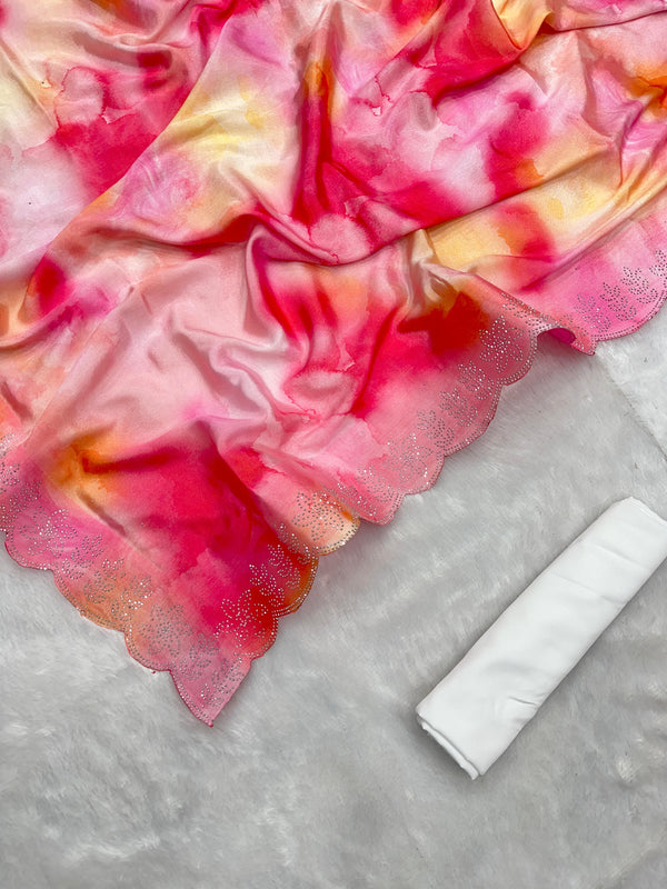 Pure Chinon digital printed saree