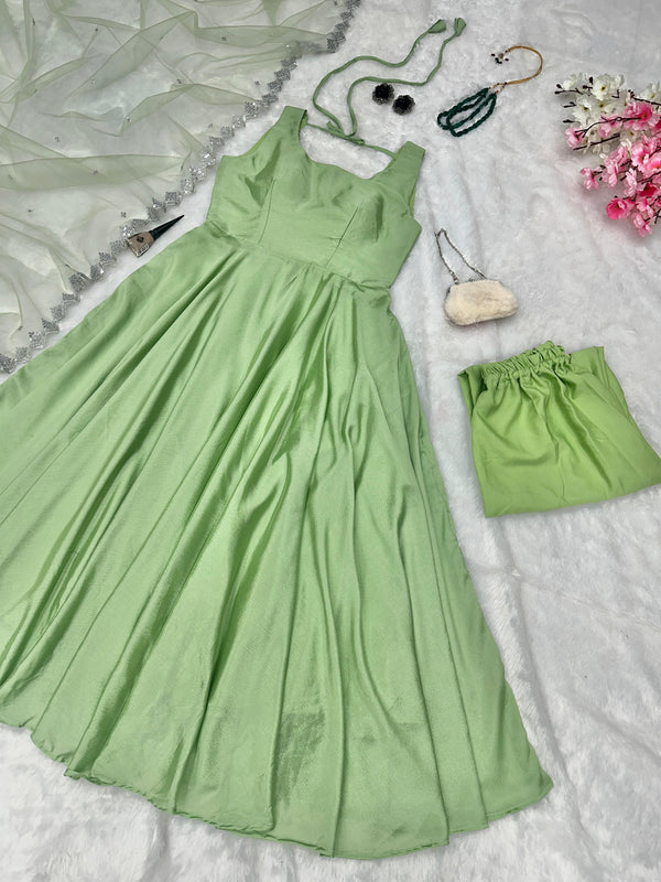 pure chinon Anarkali suit of huge flair