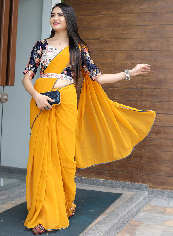 TRENDING DESIGNER PARTY WEAR SAREE WITH STITCHED BLOUSE – ELEGANT & STYLISH ENSEMBLE FOR ANY OCCASION"