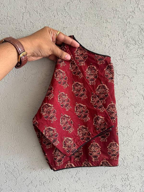 Handblock Print BoatNeck Neck Blouse