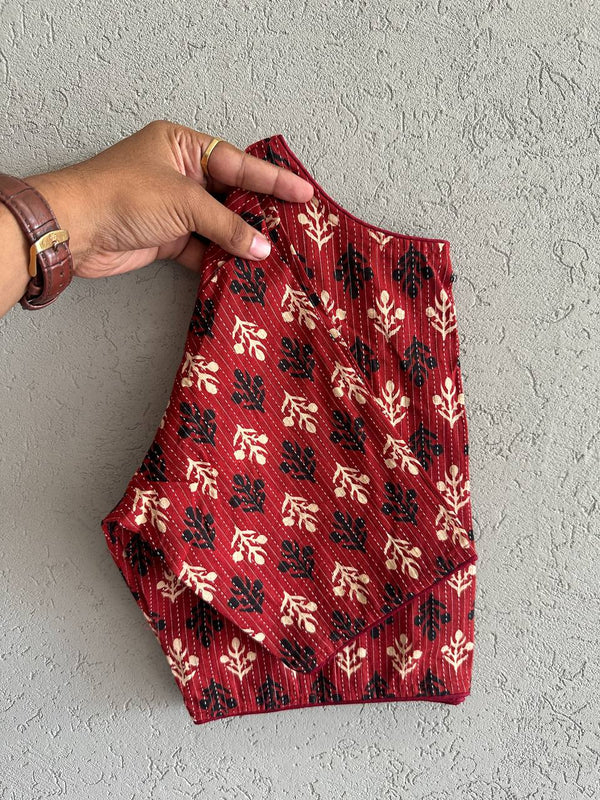 Handblock Print BoatNeck Neck Blouse
