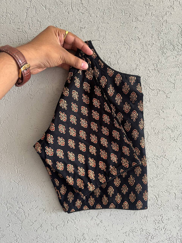 Handblock Print BoatNeck Neck Blouse