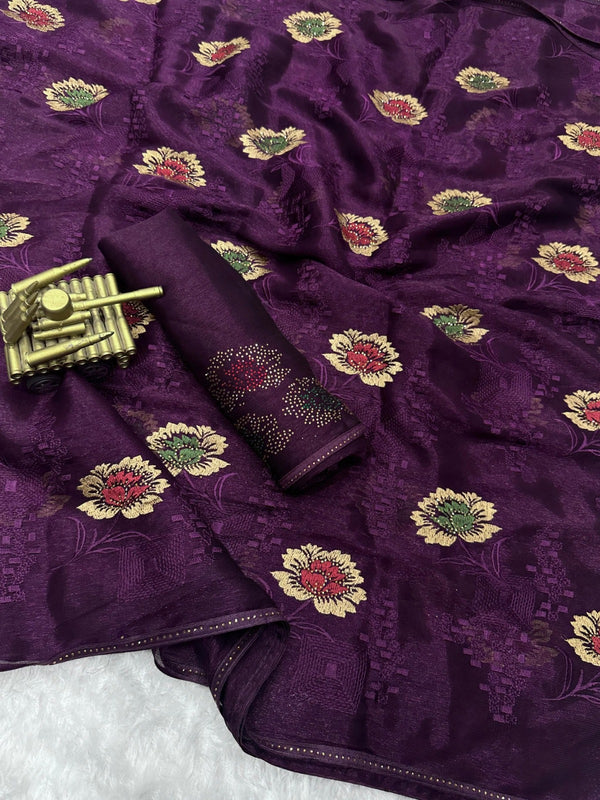 ELEGANT SITARA CHIFFON SAREE WITH MATCHING BLOUSE