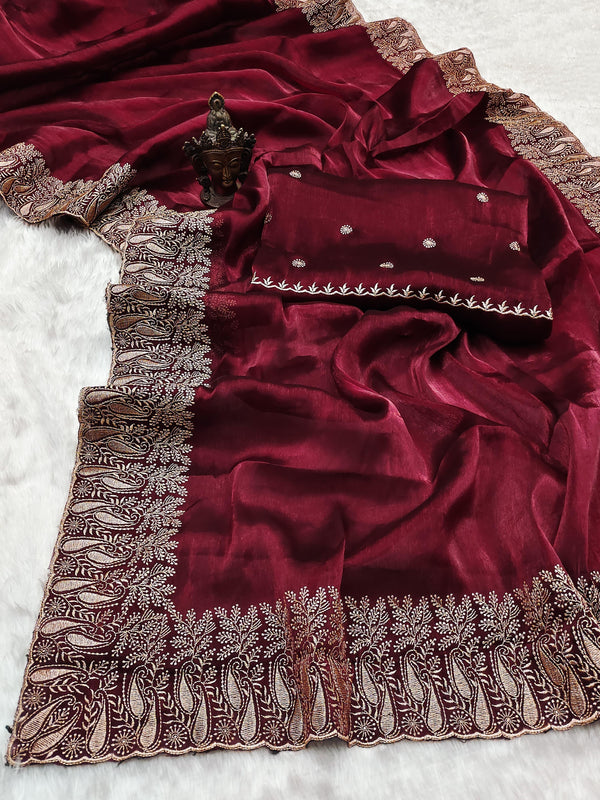 PURE SOFT BURBURY SILK FABRIC  SAREE