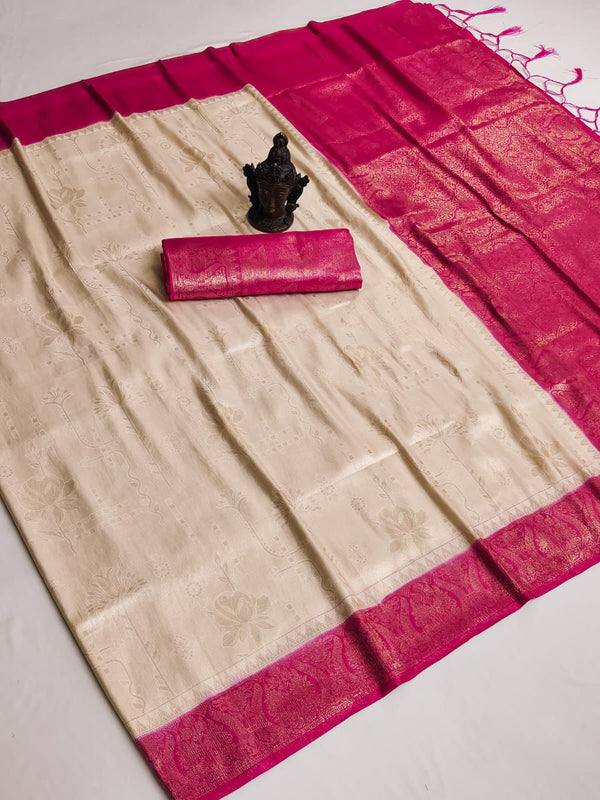 BEAUTIFUL RICH PALLU & JACQUARD WORK ON ALL OVER THE SAREE