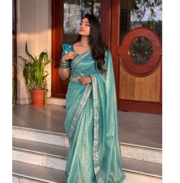 PURE SOFT TISSUE ZARI BASE FABRIC