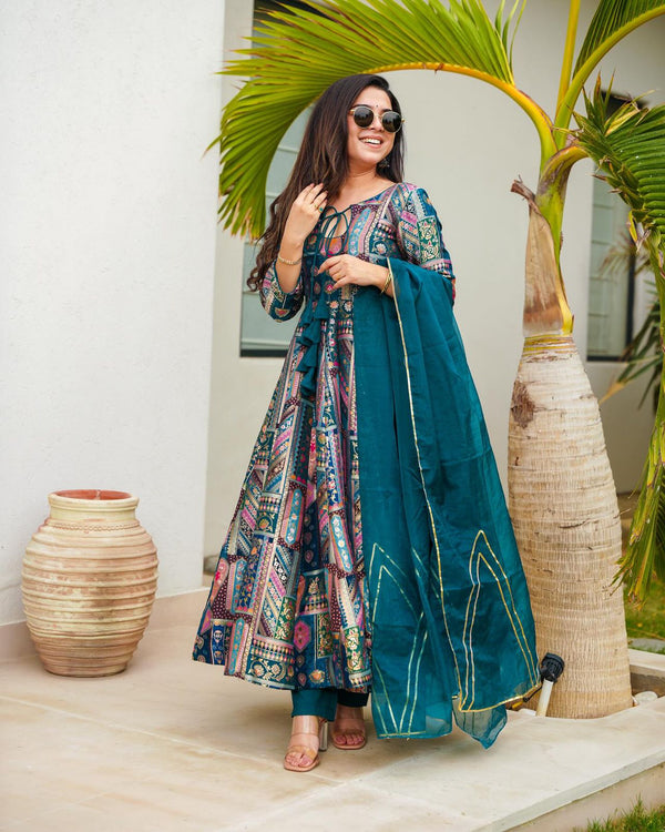 Pure Jimmy Organza Silk Digital Printed Gown