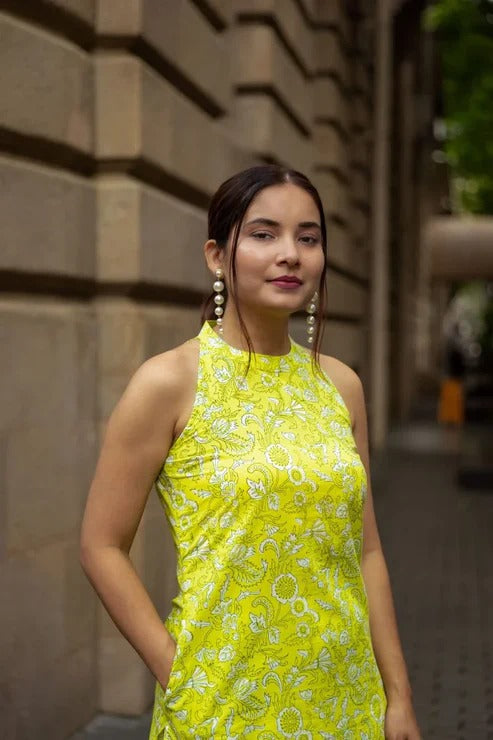 Kurta set in lemon yellow