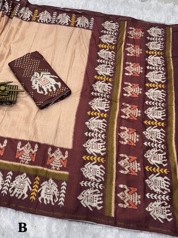 tusser cotton silk Saree