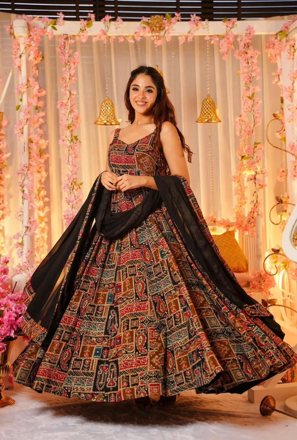 pure Jimmy organza silk digital printed padded gown