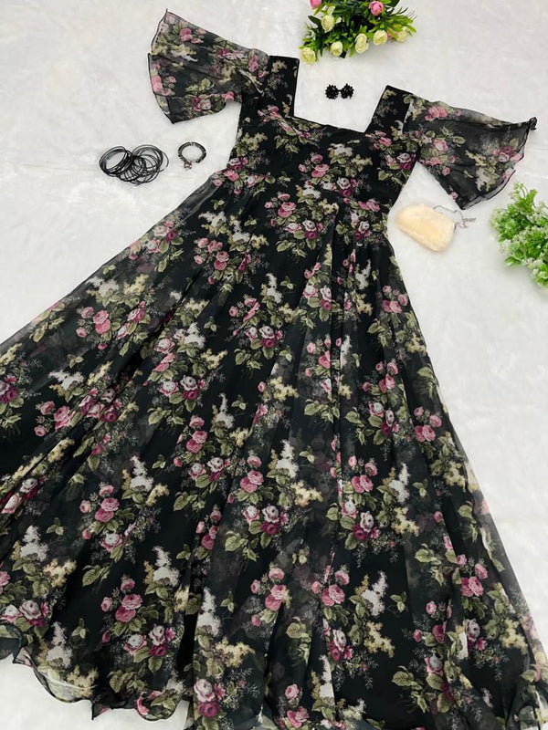 Floral Print Georgette Maxi Dress