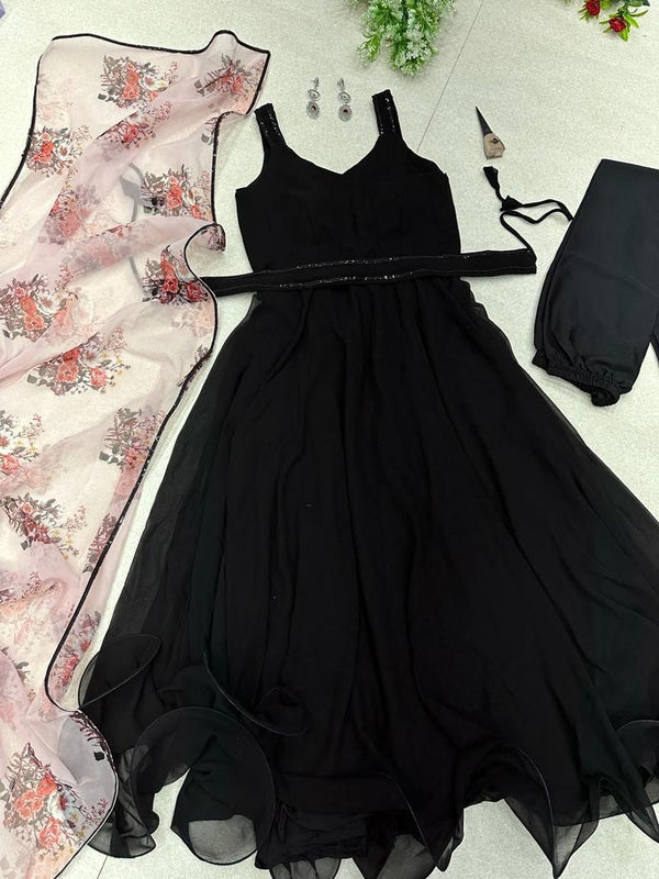 faux Georgette Anarkali full flair suit