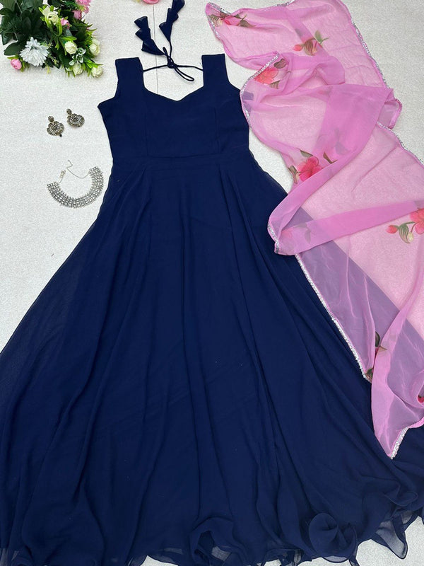 Georgette suit ( padded )with 8mtr huge flair