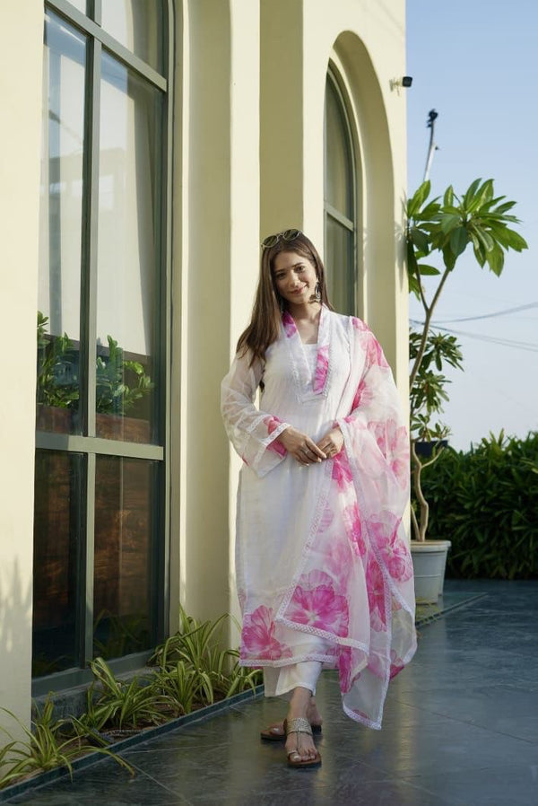 Organza furr fabric and organza printed kurta