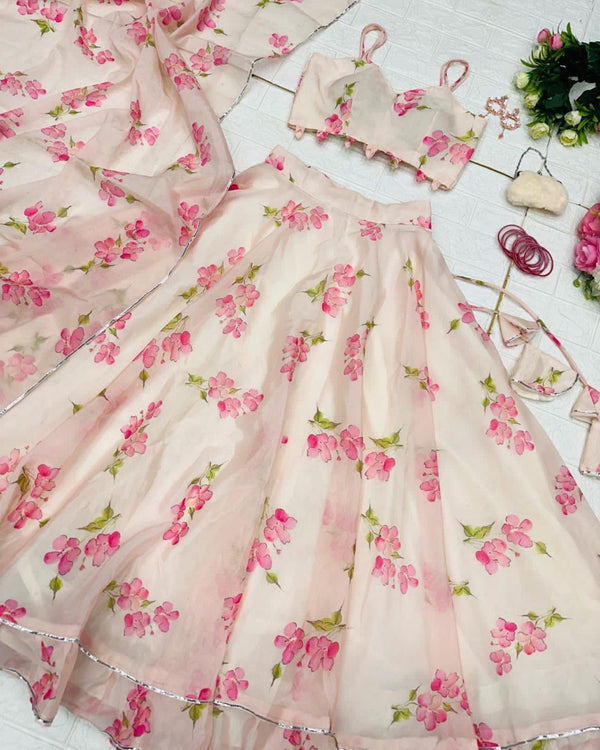 Pure Jimmy  organza silk digital printed lehenga