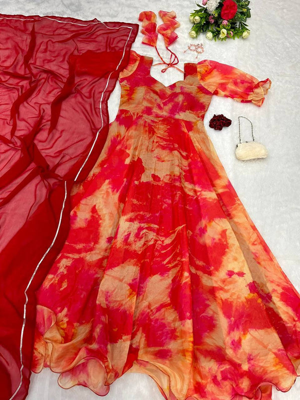 Digital printed Jimmy organza silk suit