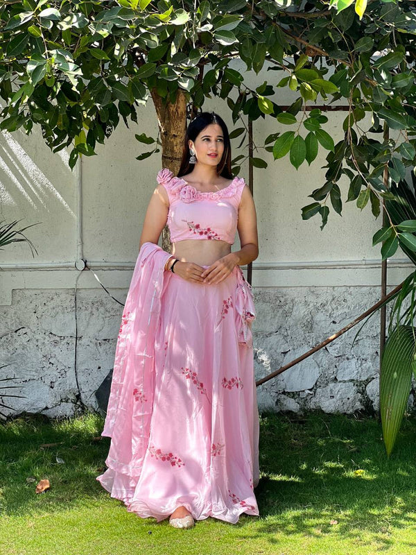 Pure Jimmy  organza silk digital printed lehnga