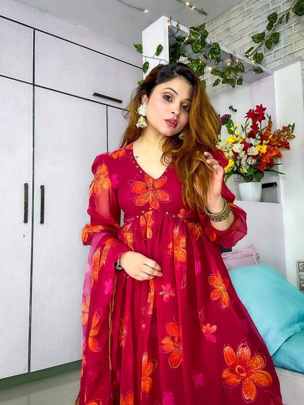 Digital printed Georgette fabrics kurti