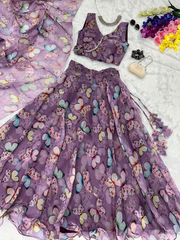 Pure Jimmy choo organza silk digital printed lehenga