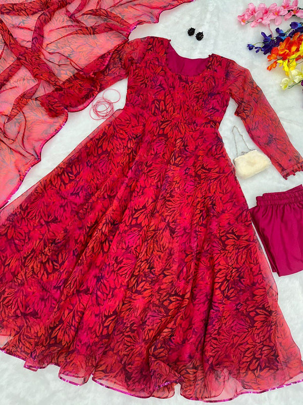 Digital printed Georgette silk Anarkali suit