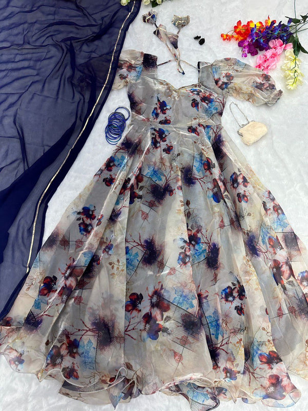 Digital printed jimmy choo organza silk suit