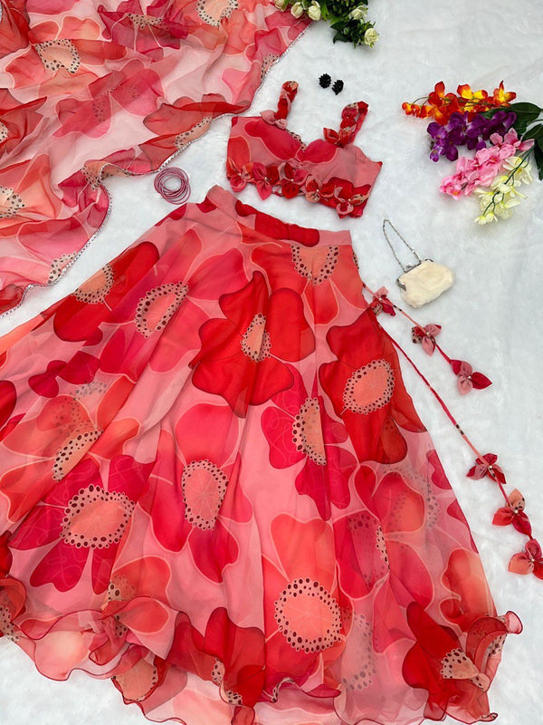 Pure Georgette digital printed lehnga