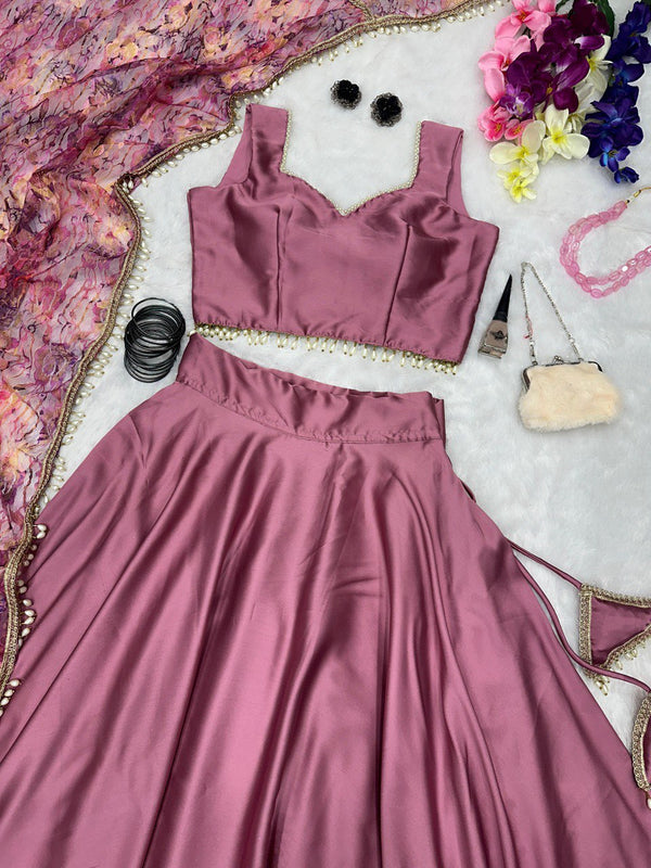 Pure Satin Silk Lehenga