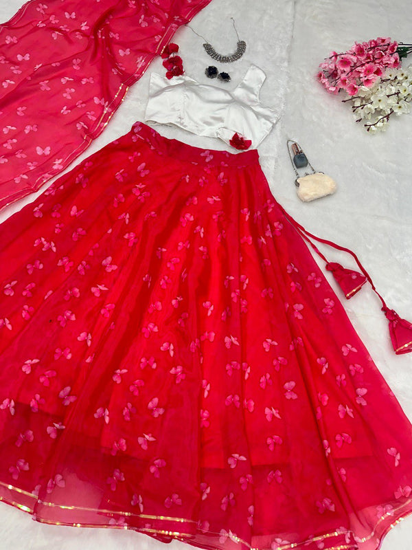 Pure Jimmy organza silk digital printed lehenga