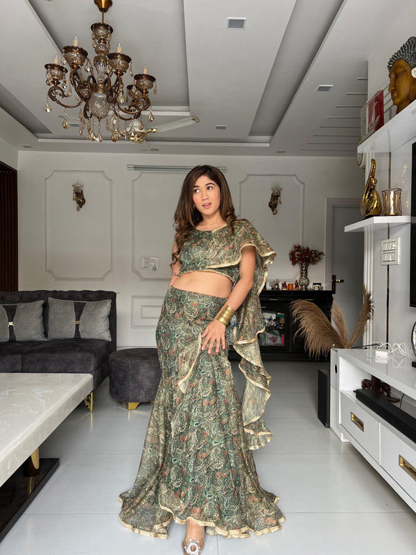 Sparkle Fabric Fish cut lehnga